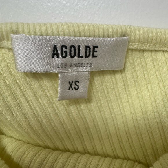 Agolde Priya Ribbed Asymmetrical Tank Top in Blonde - Picture 5 of 6